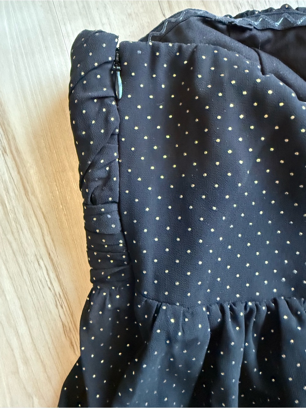 Lane Bryant Black & Gold Polka Dot Strapless Cocktail Dress Size 14 - Picture 6 of 9